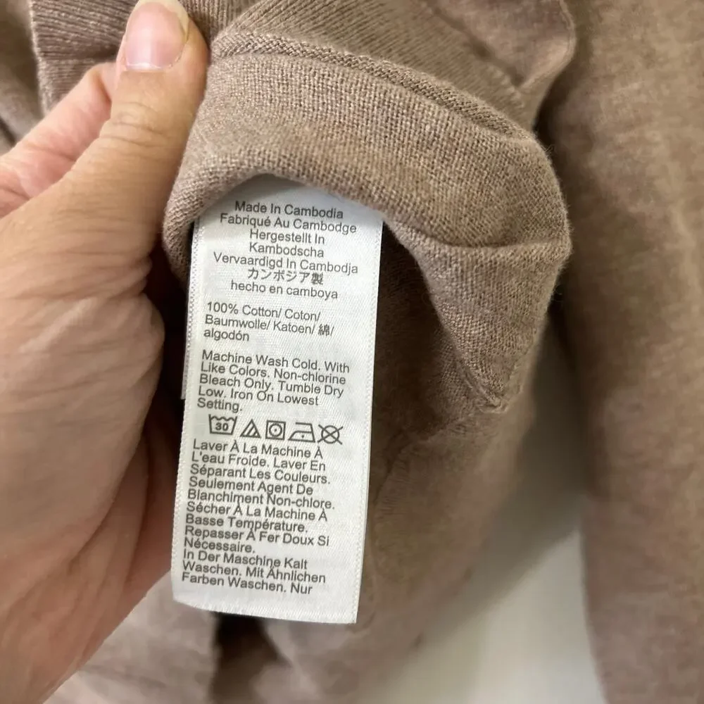 J.Crew Womens Size Small Tan 100% Cotton Classic Cardigan Sweater Fall Capsule